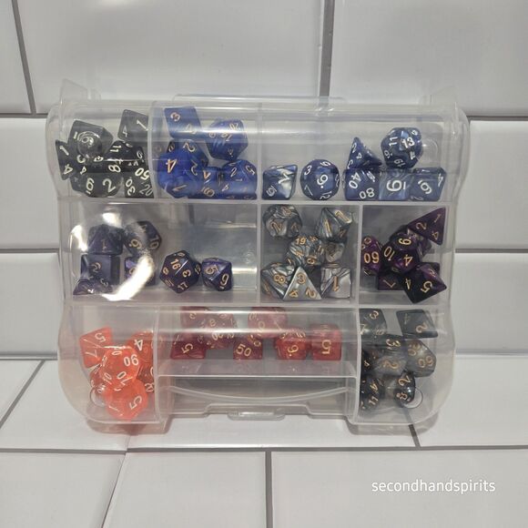 DnD Dice Set + Storage Box  Polyhedral Dice with Bonus Fantasy Art ~2 Field Bks - Picture 4 of 12